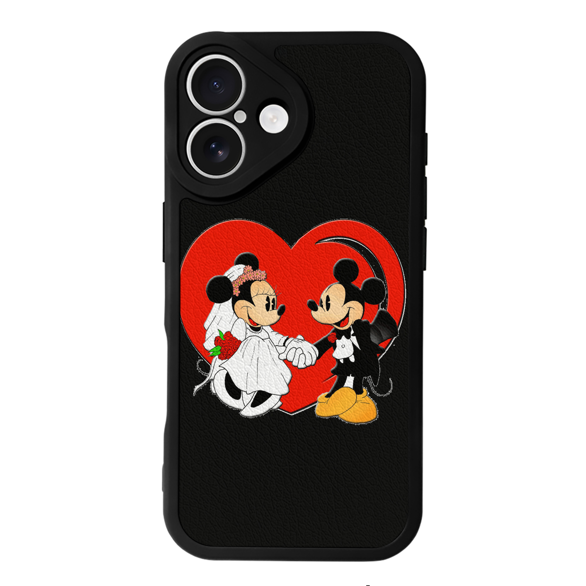 （画像用） ミッキーマウス Mickey Mouse 【iPhone 16シリーズ対応】シリコンスマホケース（レザー調） 材質：シリコン